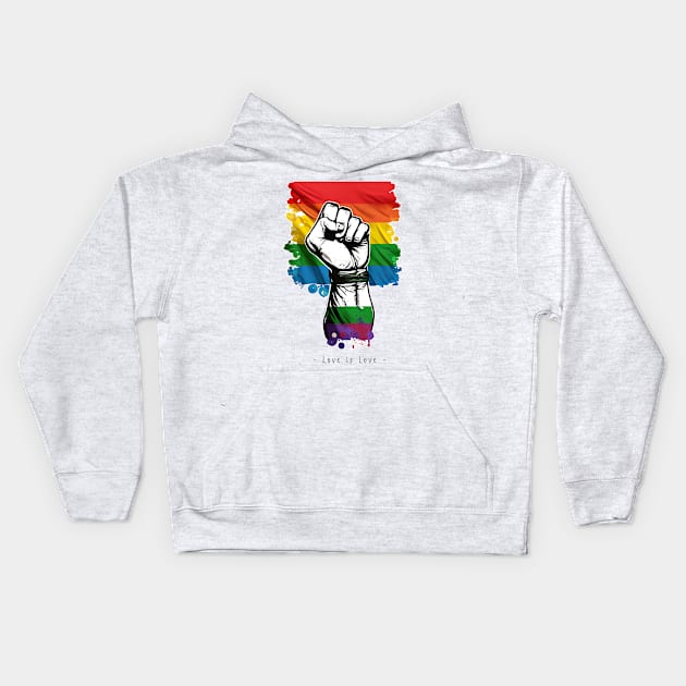 Love is Love - Pride Hand T-Shirt Design #1 (for white Background) Kids Hoodie by Farbrausch Art